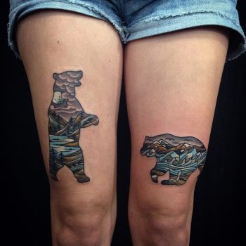 Bear tattoos on thighs