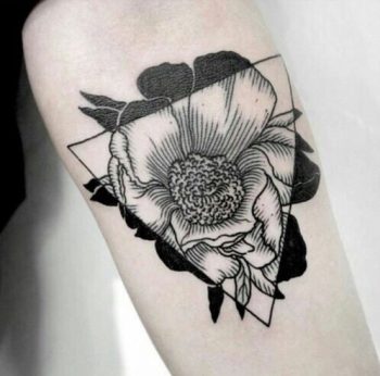 Black flower and triangle tattoo