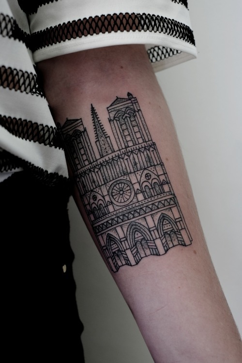 Cathedral tattoo on the arm