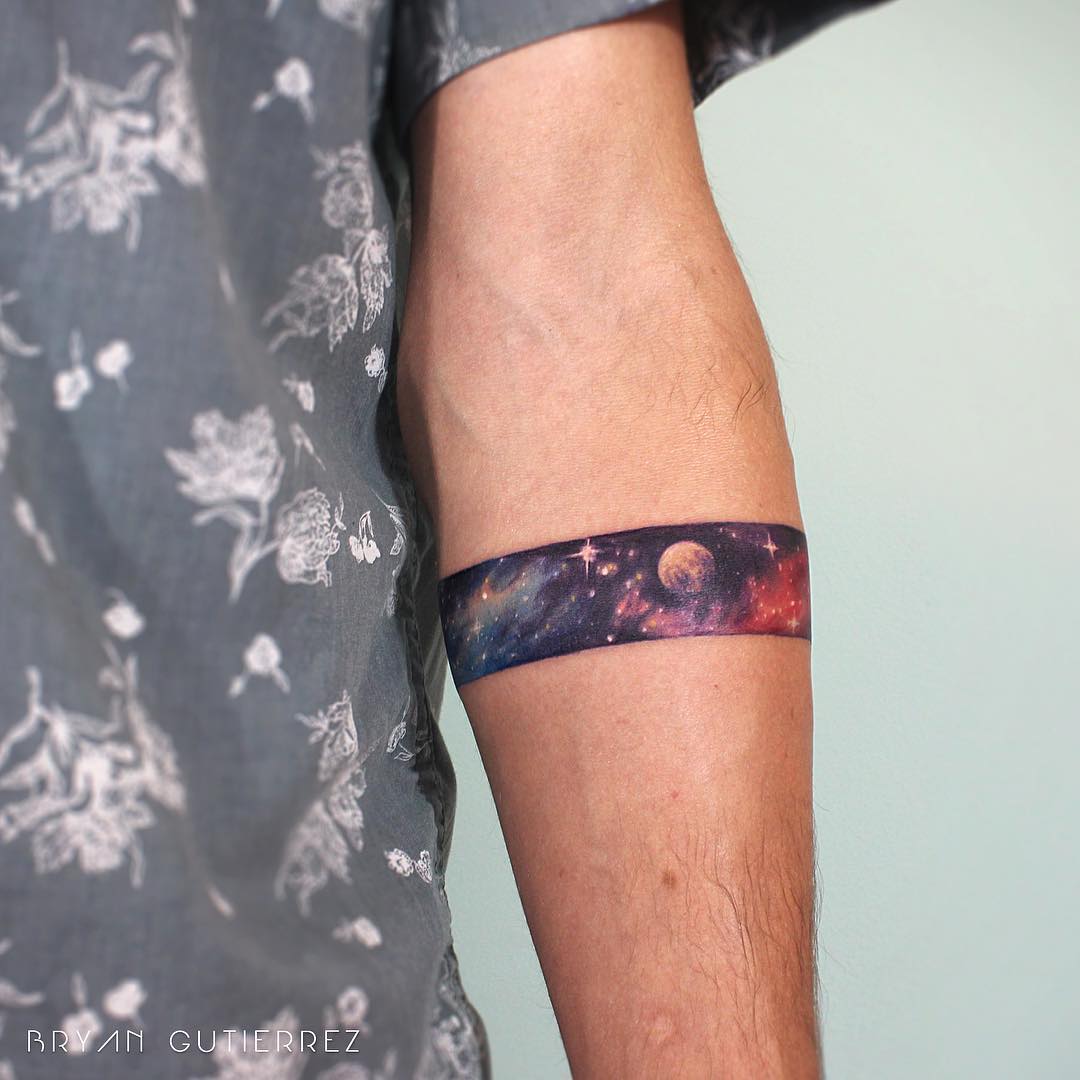 dotwork landscape armband tattoo | Armband