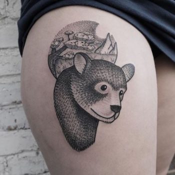 Dotwork bear tattoo