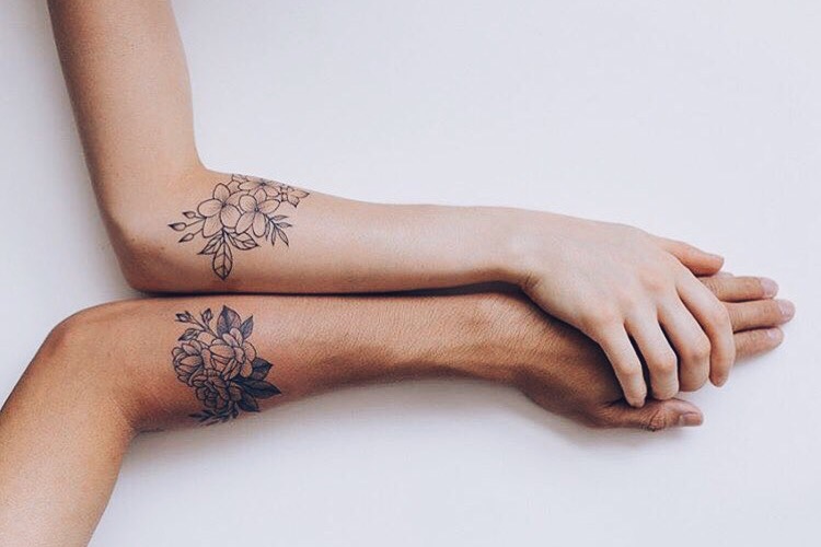 Flower tattoo for a couple 