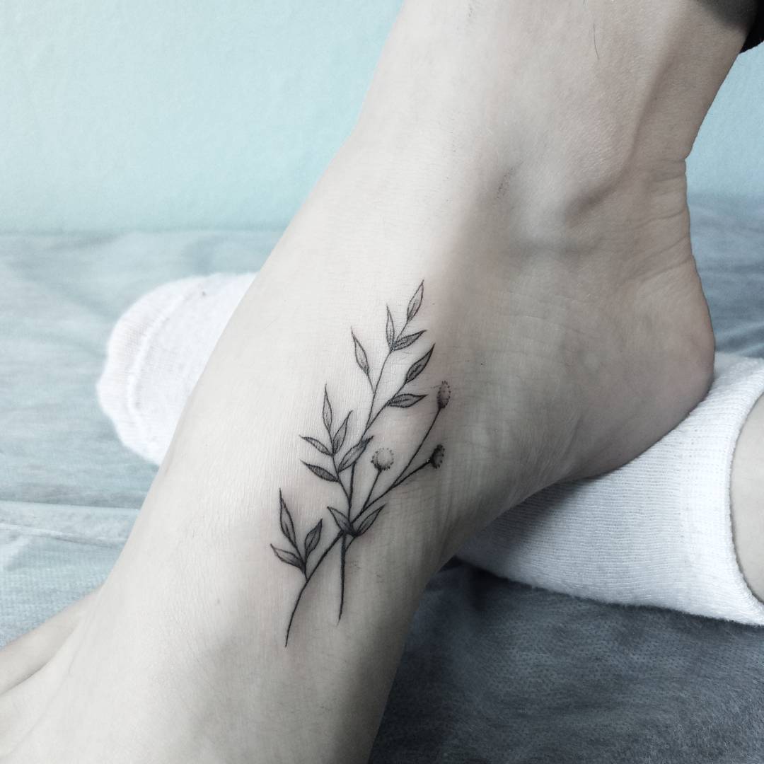 Flower tattoo on the foot