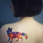 Geometric colorful fox tattoo