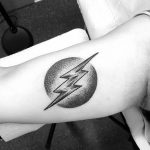 Lightning bolt tattoo on the arm