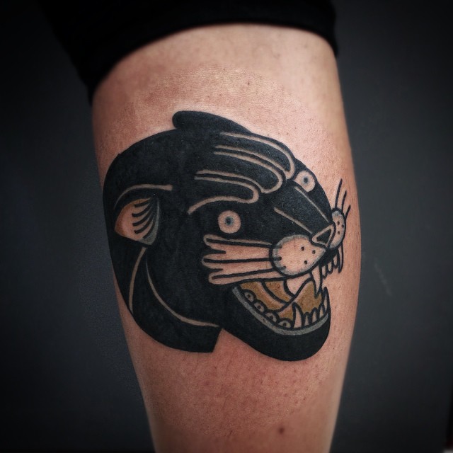 Old school panther tattoo 