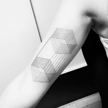 Optical illusion geometric tattoo