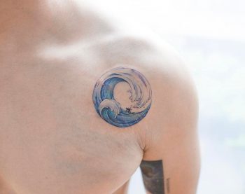 Osaka Wave tattoo on the shoulder