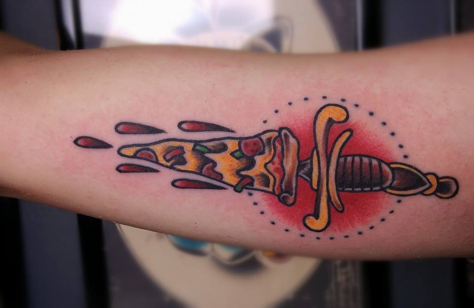 Pizza dagger tattoo