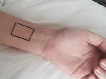 Rectangle tattoo on the wrist