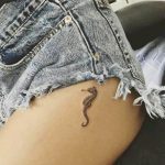 Small seahorse tattoo on the hip