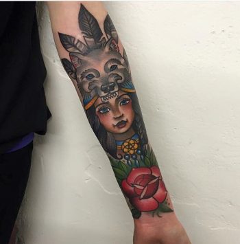Traditional style tattoo on the arm