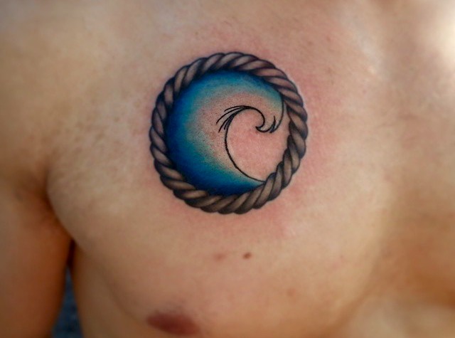 Wave in a rope tattoo
