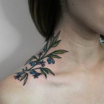 Wildflower tattoo on the neck