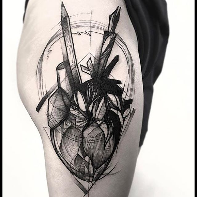 Abstract black heart tattoo