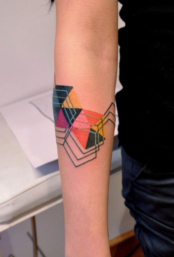 Abstract colorful geometric tattoo