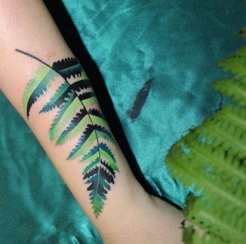 Beautiful green fern leaf tattoo