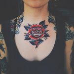 Beautiful traditional rose tattoo