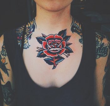 Beautiful traditional rose tattoo