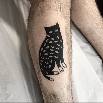 Black cat tattoo