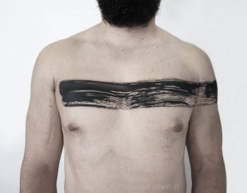 Black paintbrush strok line tattoo