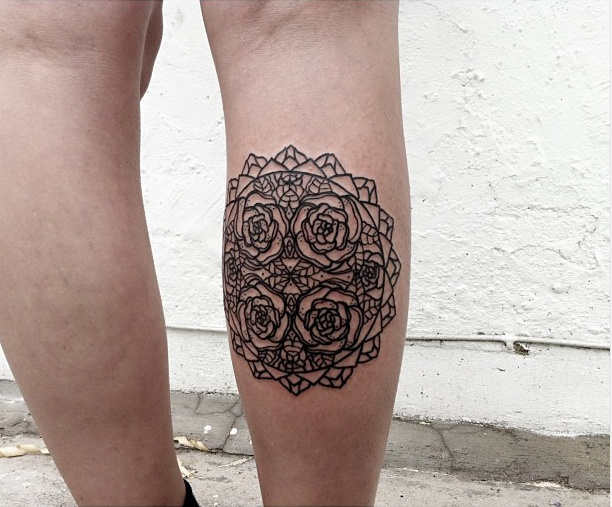 Black rose mandala tattoo