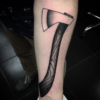 Blackwork ax tattoo
