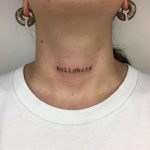 Bullshits tattoo on the neck