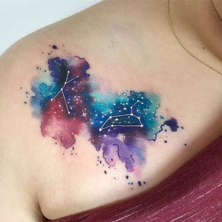 Cancer and leo constellation tattoo