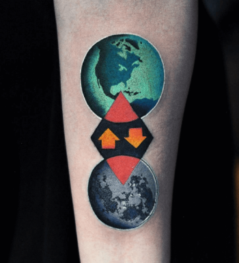 Connection between earth and moon tattoo
