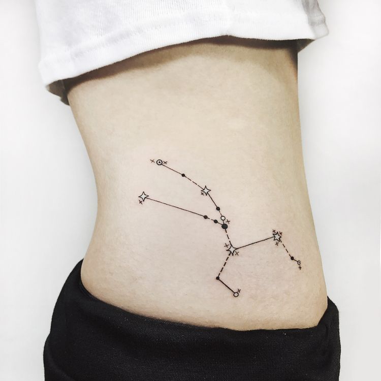 Taurus Constellation tattoo on the right side