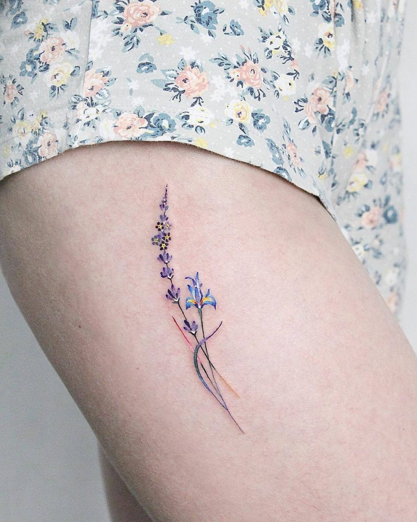 Delicate minimal flowers tattoo