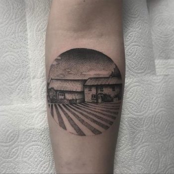 Farm scenery tattoo