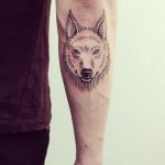 Fine wolf head tattoo