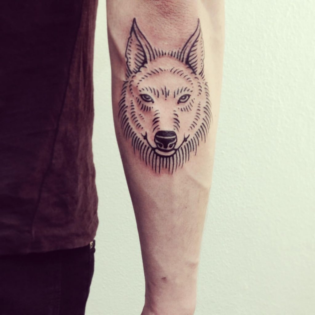 Fine wolf head tattoo - Tattoogrid.net