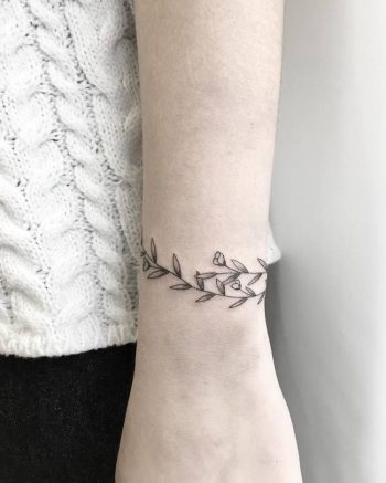 Floral wristband tattoo idea