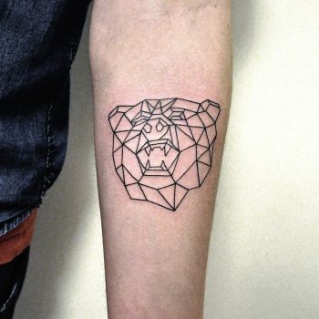 Geometric bear head tattoo