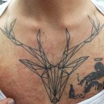 Geometric deer head tattoo on the chest