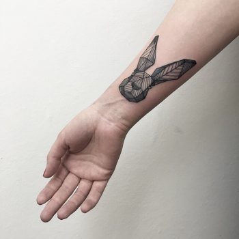 Geometric rabbit head tattoo