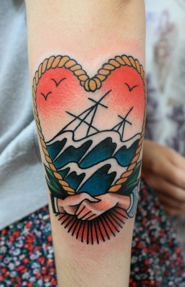 Heart shaped sea tattoo