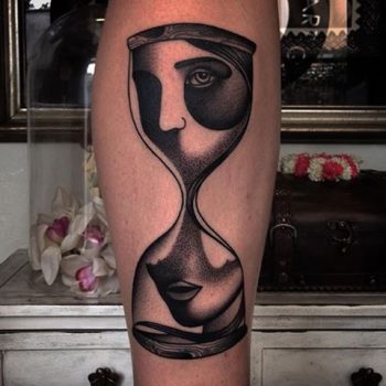 Hourglass with the face tattoo