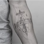Linear minimal airplane tattoo