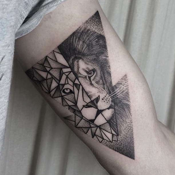 Lion tattoo in a triangle 