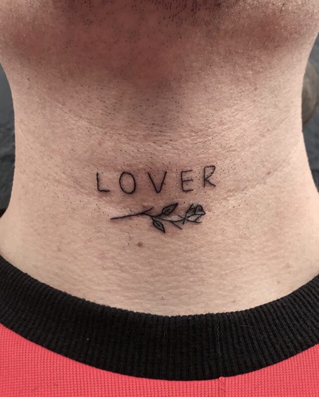 Lover tattoo on the neck