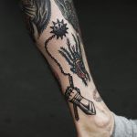 Medieval spiked mace tattoo