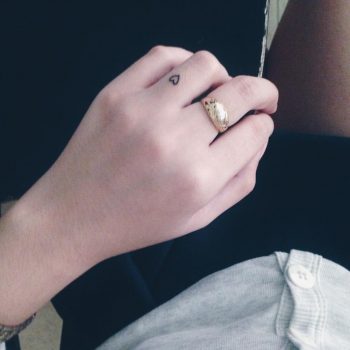 Micro heart tattoo on the finger