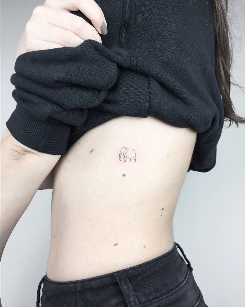 Minimal linear elephant tattoo