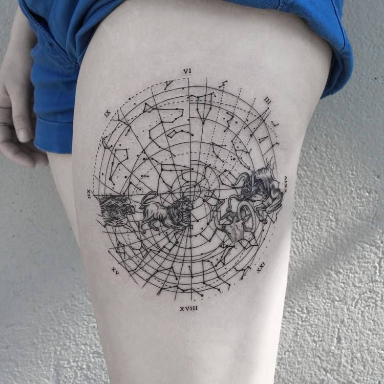 Northern hemisphere constellations map tattoo