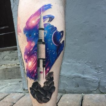 Rocket and space tattoo