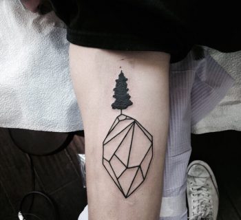 Simple diamond and a black tree tattoo